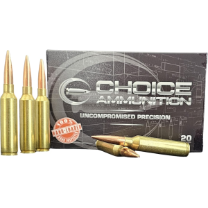 Choice 7mm PRC Ammo 168 Grain Berger Hunting VLD (Very Low Drag) Jacketed Hollow Point Box of 20 - Choice Ammunition