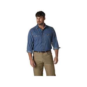 Wrangler Men's Riggs Workwear Denim Long Sleeve Shirt Antique 2XL