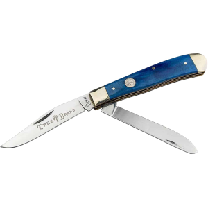Boker Knives Traditional Series 2.0 Trapper Pocket Knife 3.25" Clip and Spey Point D2 Satin Blade Bone Handle Blue
