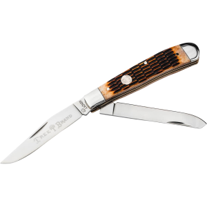 Boker Knives Traditional Series 2.0 Trapper Pocket Knife 3.3" Clip Point, Spey D2 Satin Blade Jigged Bone Handle Brown