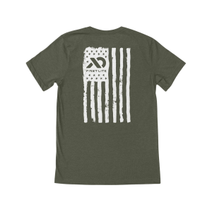 First Lite Men's Flag Union Short Sleeve Crew Neck T Shirt Military Heather Large