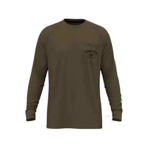 Vortex Optics Men's Outland Heavyweight Long Sleeve Crew Neck T Shirt Dark Olive Large