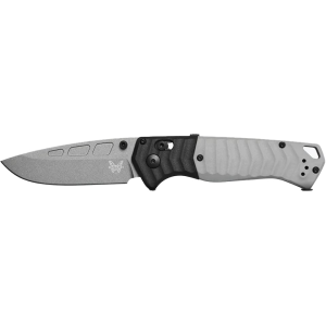 Benchmade PSK Assisted Opening Pocket Knife 3.4" Drop Point ELMAX Stonewashed Blade Grivory Handle Tempest Gray