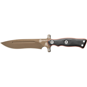 TOPS Knives Operator 7 Fixed Blade Knife 7.25" Drop Point 1075 Midnight Bronze Blade Canvas Micarta/G-10 Handle Black