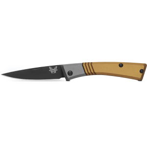 Benchmade Successor Pocket Knife 2.56" Drop Point Bohler M390 Black DLC Blade Aluminum Handle Ash Gray/Burnt Brass