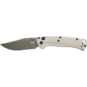 Benchmade Hunt Taggedout Pocket Knife 3.5" Clip Point ELMAX Green Cerakote Blade Grivory Handle Tan