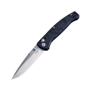 Hogue Mysto Pocket Knife 3.4" Drop Point CPM MagnaCut Tumble Blade Richlite Handle Blue