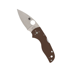 Spyderco Lil' Native Sprint Run Lockback Pocket Knife 2.42" Drop Point CPM 15V Stonewashed Blade G-10 Handle Brown - Spyderco