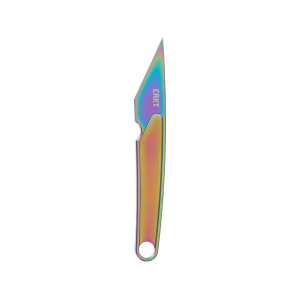 CRKT HangTi Fixed Blade Knife 1.06" Wharncliffe Titanium Iridescent Blade Titanium Handle Blue