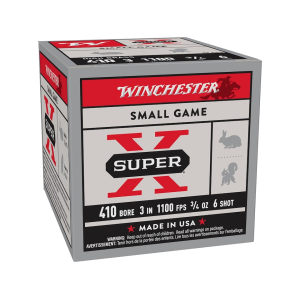 Winchester Super X High Brass 410 Ammo 3" #6 Lead Shot 3/4 oz Case of 250 (10 Boxes of 25)