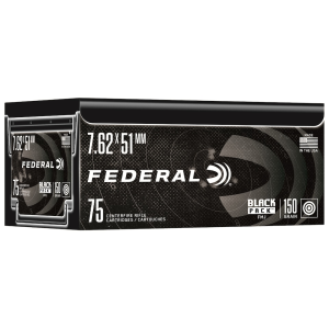 Federal Black Pack 7.62x51mm NATO Ammo 150 Grain Full Metal Jacket Case of 300 (4 Boxes of 75) - Federal Premium