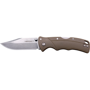 Cold Steel Verdict Pocket Knife 3" Clip Point 4116 Stainless Steel Stonewashed Blade Glass Filled Nylon Handle Flat Dark Earth