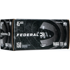 Federal Black Pack 45 ACP Ammo 230 Grain Full Metal Jacket Case of 600 (4 Boxes of 150) - Federal Premium