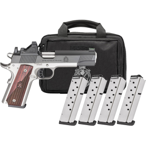 Springfield Armory 1911 Ronin AOS Pac 9mm Luger Pistol 5" Barrel 9+1 Round Blued Slide Wood Grip Satin Frame