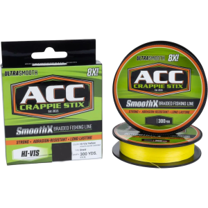 ACC Crappie Stix SmoothX Braided Fishing Line 8lb 300yd Hi-Vis Yellow