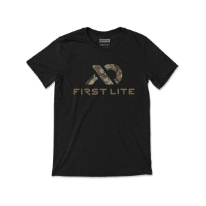 First Lite Men's Fusion Logo Short Sleeve Crew Neck T Shirt Black 2XL