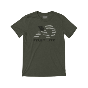 First Lite Men's Flag Fill Short Sleeve Crew Neck T Shirt Military Heather XL