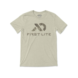 First Lite Men's Darkwater Logo Short Sleeve Crew Neck T Shirt Wheat XL