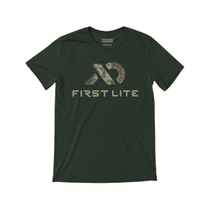 First Lite Men's Specter Logo Short Sleeve Crew Neck T Shirt Military Heather Medium