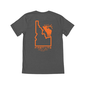 First Lite Men's Idaho Elk Short Sleeve Crew Neck T Shirt Charcoal Heather 2XL