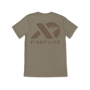First Lite Men's Elk Logo 2.0 Short Sleeve Crew Neck T Shirt Khaki Heather Medium