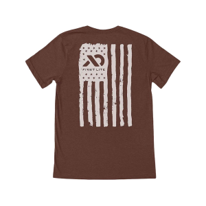 First Lite Men's Flag Union Short Sleeve Crew Neck T Shirt Red Clay Heather 2XL