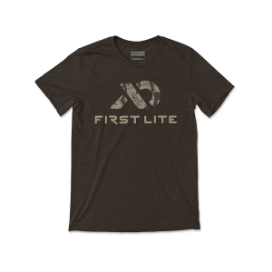 First Lite Men's Cerca Logo Short Sleeve Crew Neck T Shirt Brown Large