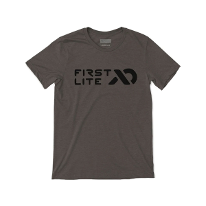 First Lite Men's Horizontal Logo Short Sleeve Crew Neck T Shirt Brown 2XL