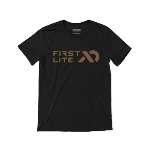 First Lite Men's Horizontal Logo Short Sleeve Crew Neck T Shirt Black Large