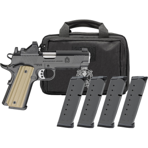 Springfield Armory 1911 Operator AOS Gear Pac 45 ACP Pistol 4.25" Barrel 8+1 Round Black Cerakote Slide Tan Grip Black Frame Red Dot