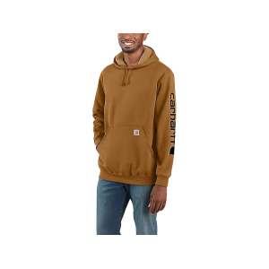 Carhartt Men's Loose Fit Midweight Logo Sleeve Graphic Hoodie Carhartt Brown Large