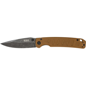 5.11 Braddock Pocket Knife 3.5" Drop Point D2 Black Stonewash Blade G-10 Handle Kangaroo