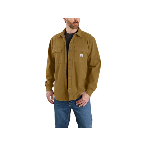 Carhartt Men's Rugged Flex Relaxed Fit Fleece Lined Shirt Jacket Oak Brown Medium