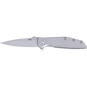 CRKT Slag Assisted Opening Pocket Knife 2.95" Drop Point D2 Bead Blasted Blade Stainless Steel Handle Stainless