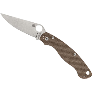 Spyderco Military 2 Pocket Knife 4" Drop Point CPM-CRUWEAR Satin Blade Micarta Handle Brown