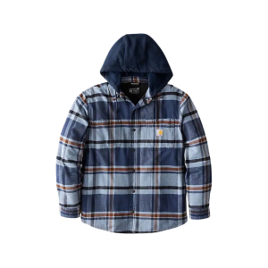 Carhartt Men's Rugged Flex Relaxed Fit Flannel Shirt Jacket Navy 2XL