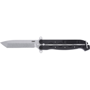 CRKT M16-02BALI Butterfly Knife 3.37" Tanto Point CPM MagnaCut Stonewashed Blade Aluminum Handle Black
