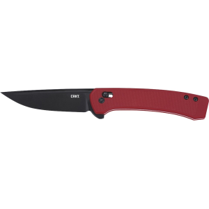 CRKT Q Compact Crossbar Pocket Knife 3.05" Drop Point Sandvik 14C28N Black Oxide Blade Glass Reinforced Nylon (GRN) Handle Red