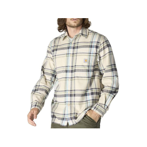 Carhartt Men's Rugged Flex Relaxed Fit Midweight Flannel Shirt Oat Milk 3XL