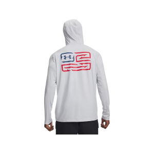 Under Armour Men's Fish Pro Freedom Hoodie Halo Gray/Wham Blue 2XL