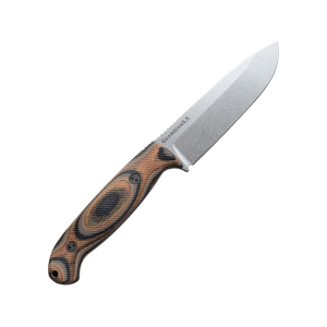 Bradford Knives Guardian 5.5 3D Fixed Blade Knife 5.05" Drop Point N690 Stonewashed Blade Micarta Handle Wood - Bradford Knives