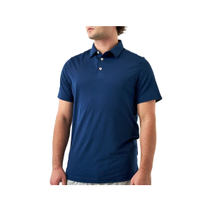 Burlebo Men's Performance Short Sleeve Polo Heather Navy Medium