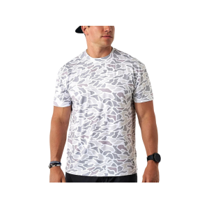 Burlebo Men's Go To Short Sleeve Crew Neck T Shirt White Camo Large