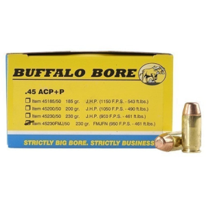 Buffalo Bore 45 ACP +P Ammo 230 Grain Full Metal Jacket Flat Point Box of 20
