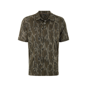 Drake Men's Performance Print Short Sleeve Polo Mossy Oak Original Bottomland 2XL