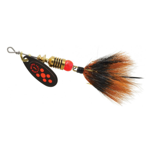 Mepps Aglia Black Fury Dressed Inline Spinner 1/8oz Gray & Orange Tail Fluorescent Red Dot Blade