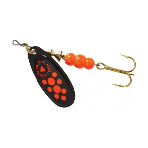 Mepps Aglia Black Fury Plain Inline Spinner Black & Fluorescent Red Dots 1/3 oz