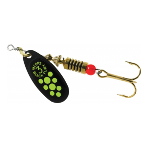 Mepps Aglia Black Fury Plain Inline Spinner Black & Chartreuse Dots 1/4 oz