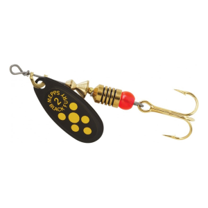 Mepps Aglia Black Fury Plain Inline Spinner Black & Yellow Dots 1/6 oz