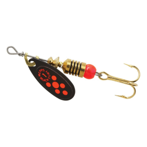 Mepps Aglia Black Fury Plain Inline Spinner Black & Fluorescent Red Dots 1/8 oz